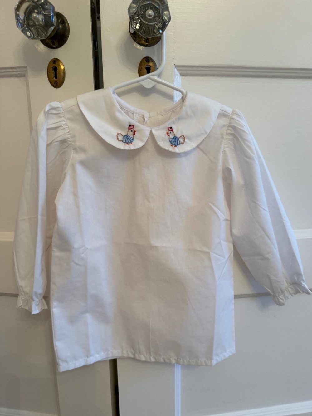 Bella Bliss Peter Pan Collar Shirt Embroidered Chicken
